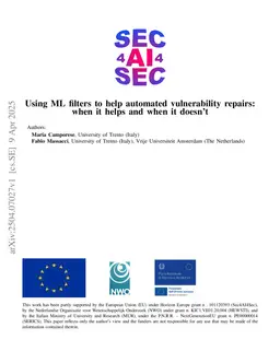Using ML filters to help automated vulnerability repairs: when it helps and when it doesn't