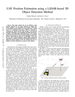 UAV Position Estimation using a LiDAR-based 3D Object Detection Method