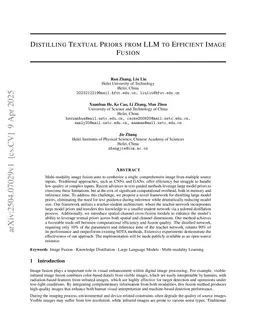 Distilling Textual Priors from LLM to Efficient Image Fusion