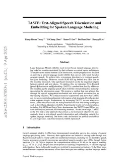 TASTE: Text-Aligned Speech Tokenization and Embedding for Spoken Language Modeling