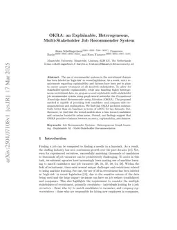 OKRA: an Explainable, Heterogeneous, Multi-Stakeholder Job Recommender System