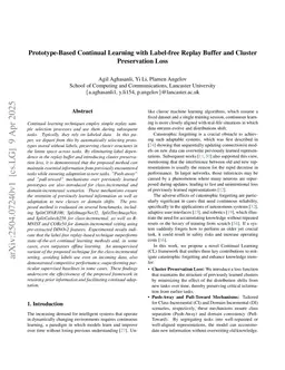 Prototype-Based Continual Learning with Label-free Replay Buffer and Cluster Preservation Loss