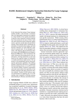 RAISE: Reinforced Adaptive Instruction Selection For Large Language Models