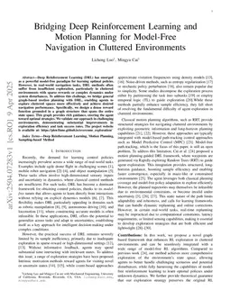 Bridging Deep Reinforcement Learning and Motion Planning for Model-Free Navigation in Cluttered Environments