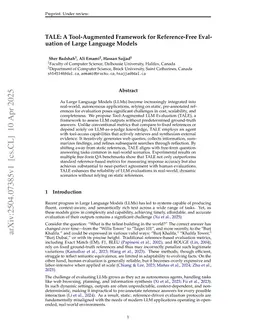 TALE: A Tool-Augmented Framework for Reference-Free Evaluation of Large Language Models