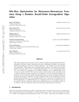 Min-Max Optimisation for Nonconvex-Nonconcave Functions Using a Random Zeroth-Order Extragradient Algorithm