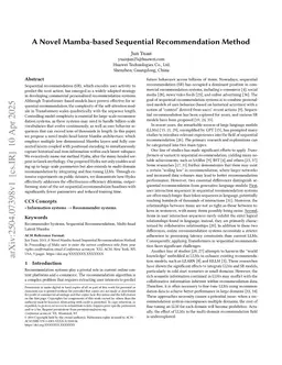 A Novel Mamba-based Sequential Recommendation Method