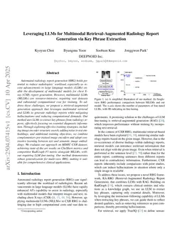 Leveraging LLMs for Multimodal Retrieval-Augmented Radiology Report Generation via Key Phrase Extraction