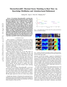 ThermoStereoRT: Thermal Stereo Matching in Real Time via Knowledge Distillation and Attention-based Refinement