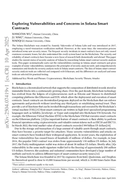 Exploring Vulnerabilities and Concerns in Solana Smart Contracts