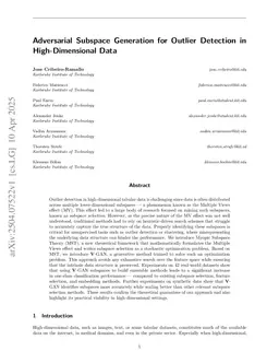 Adversarial Subspace Generation for Outlier Detection in High-Dimensional Data