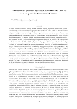 A taxonomy of epistemic injustice in the context of AI and the case for generative hermeneutical erasure
