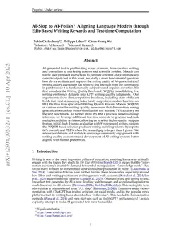 AI-Slop to AI-Polish? Aligning Language Models through Edit-Based Writing Rewards and Test-time Computation