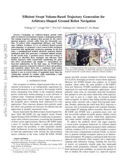 Efficient Swept Volume-Based Trajectory Generation for Arbitrary-Shaped Ground Robot Navigation