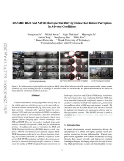 RASMD: RGB And SWIR Multispectral Driving Dataset for Robust Perception in Adverse Conditions