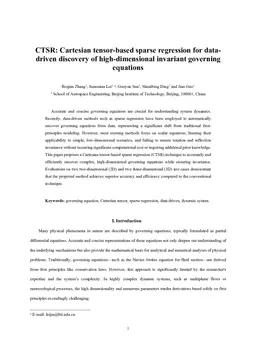 CTSR: Cartesian tensor-based sparse regression for data-driven discovery of high-dimensional invariant governing equations