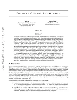Conditional Conformal Risk Adaptation