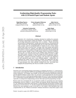 Synthesizing High-Quality Programming Tasks with LLM-based Expert and Student Agents