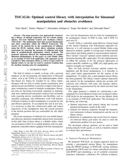 TOCALib: Optimal control library with interpolation for bimanual manipulation and obstacles avoidance