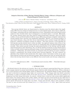 Adaptive Detection of Fast Moving Celestial Objects Using a Mixture of Experts and Physical-Inspired Neural Network