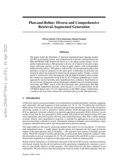 Plan-and-Refine: Diverse and Comprehensive Retrieval-Augmented Generation