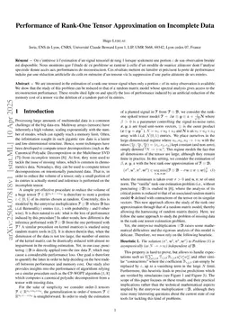 Performance of Rank-One Tensor Approximation on Incomplete Data