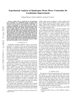 Experimental Analysis of Quadcopter Drone Hover Constraints for Localization Improvements