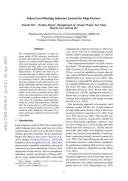Token Level Routing Inference System for Edge Devices