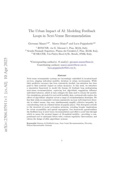 The Urban Impact of AI: Modeling Feedback Loops in Next-Venue Recommendation