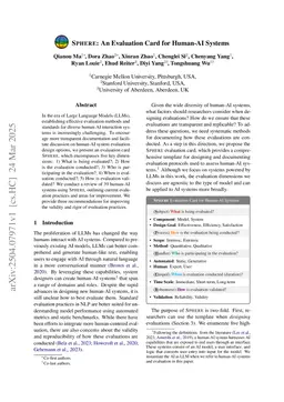 SPHERE: An Evaluation Card for Human-AI Systems