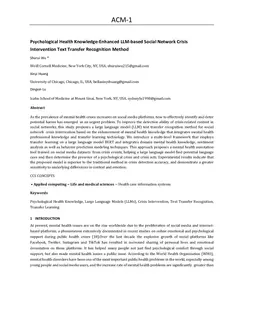 Psychological Health Knowledge-Enhanced LLM-based Social Network Crisis Intervention Text Transfer Recognition Method
