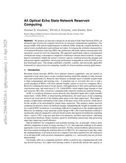 Optical Echo State Network Reservoir Computing