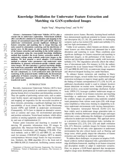 Knowledge Distillation for Underwater Feature Extraction and Matching via GAN-synthesized Images