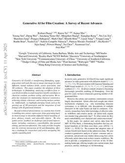 Generative AI for Film Creation: A Survey of Recent Advances