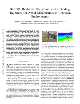 RINGO: Real-time Navigation with a Guiding Trajectory for Aerial Manipulators in Unknown Environments