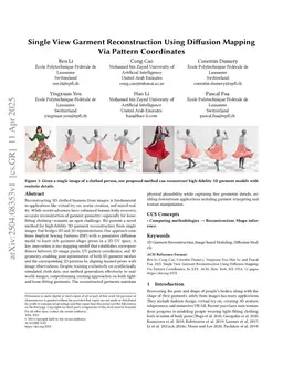 Single View Garment Reconstruction Using Diffusion Mapping Via Pattern Coordinates