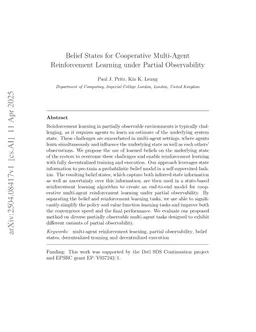 Belief States for Cooperative Multi-Agent Reinforcement Learning under Partial Observability