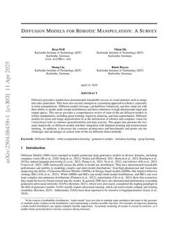 Diffusion Models for Robotic Manipulation: A Survey