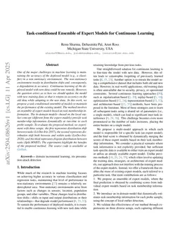 Task-conditioned Ensemble of Expert Models for Continuous Learning