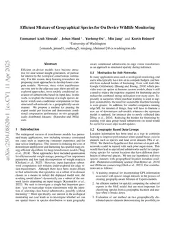 Efficient Mixture of Geographical Species for On Device Wildlife Monitoring