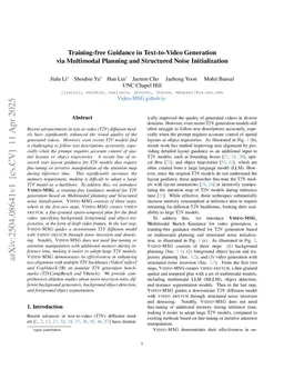 Training-free Guidance in Text-to-Video Generation via Multimodal Planning and Structured Noise Initialization
