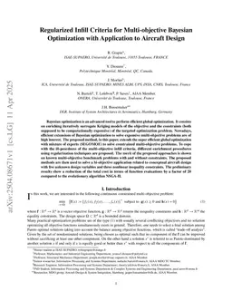 Regularized infill criteria for multi-objective Bayesian optimization with application to aircraft design