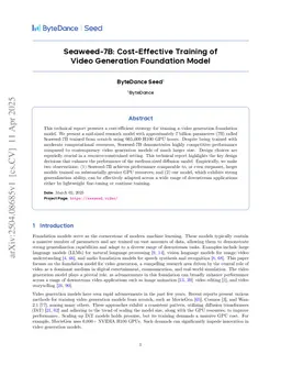 Seaweed-7B: Cost-Effective Training of Video Generation Foundation Model