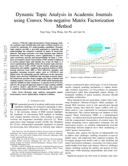 Dynamic Topic Analysis in Academic Journals using Convex Non-negative Matrix Factorization Method