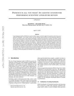 Patience is all you need! An agentic system for performing scientific literature review