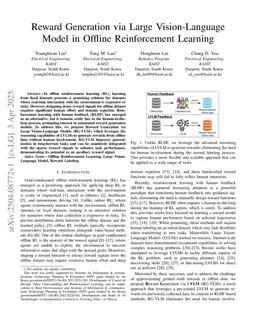 Reward Generation via Large Vision-Language Model in Offline Reinforcement Learning