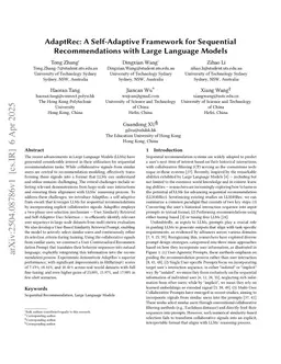 AdaptRec: A Self-Adaptive Framework for Sequential Recommendations with Large Language Models