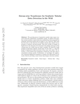 Datum-wise Transformer for Synthetic Tabular Data Detection in the Wild