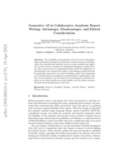 Generative AI in Collaborative Academic Report Writing: Advantages, Disadvantages, and Ethical Considerations
