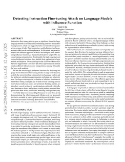 Detecting Instruction Fine-tuning Attacks using Influence Function